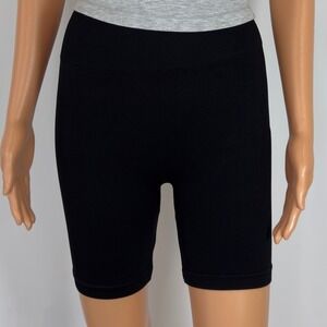 ANWND Black Ribbed Biker Shorts High Waisted Seamless Athletic 5475 S/M